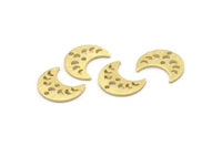 Brass Moon Charm, 24 Textured Raw Brass Crescent Moon Phases Charms With 2 Holes (15x8x1mm) M01865