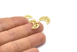 Brass Moon Charm, 24 Textured Raw Brass Crescent Moon Phases Charms With 2 Holes (15x8x1mm) M01865