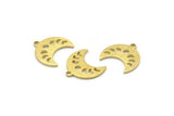 Brass Moon Charm, 24 Textured Raw Brass Crescent Moon Phases Charms With 1 Loop (15x9x1mm) M01848