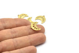 Brass Moon Charm, 24 Textured Raw Brass Crescent Moon Phases Charms With 1 Loop (15x9x1mm) M01848