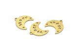 Brass Moon Charm, 24 Textured Raw Brass Crescent Moon Phases Charms With 1 Loop And 2 Holes (15x9x1mm) M01849