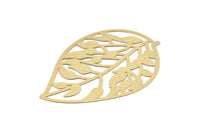 Gold Earring Charm, 1 Gold Plated Brass Leaf Motif Earring Charm With 1 Loop Pendant, Findings (78x55mm) E486