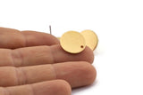 Brass Round Earring, 6 Raw Brass Round Stud Earrings With 1 Hole (15x1mm) BS 2061 A2044