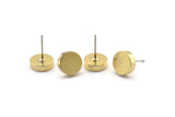 Brass Round Earring, 6 Raw Brass Round Stud Earrings (10x3mm) D0370 A2043