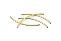 Gold Tube, 12 Gold Plated Brass Curved Tubes (1.5x50mm) D0282