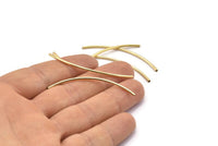 Gold Tube, 12 Gold Plated Brass Curved Tubes (1.5x50mm) D0282