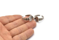 Silver Ring Setting, 2 Antique Silver Plated Brass Adjustable Ring Settings  (13.5x8x1.5mm) BS 1914