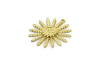 Brass Sun Charm, 4 Raw Brass Sun Charms With 1 Loop, Findings (29x27x2.3mm) N1569