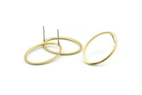 Brass Oval Earring, 10 Raw Brass Oval Stud Earrings (26x19x1mm) A1707 A2096