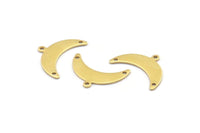 Brass Moon Charm, 12 Raw Brass Crescent Moon Charms With 1 Loop And 2 Holes (10x25x0.80mm) A1729