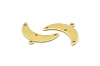 Brass Moon Charm, 12 Raw Brass Crescent Moon Charms With 1 Loop And 3 Holes (10x25x0.80mm) A1727