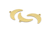 Brass Moon Charm, 12 Textured Raw Brass Crescent Moon Charms With 1 Loop (10x25x0.80mm) A1721