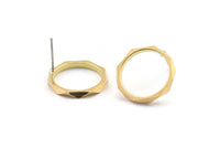 Brass Circle Earring, 4 Raw Brass Circle Stud Earrings (18mm) N0499 A2068