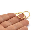 Brass Circle Earring, 4 Raw Brass Circle Stud Earrings (18mm) N0499 A2068