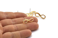 Brass Infinity Earring, 8 Raw Brass Infinity Stud Earrings (23x8x1mm) D1141 A2074