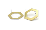 Brass Hexagon Earring, 6 Raw Brass Hexagon Stud Earrings (30x0.80mm) D0151 A2086