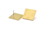 Brass Square Earring, 4 Raw Brass Square Stud Earrings (22x0.70mm) E646 A2059