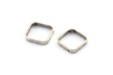 Silver Square Charm, 6 Antique Silver Plated Brass Square Connectors With 2 Holes (16.5x2.9x0.9mm) BS 2342