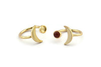 Gold Ring Settings, Gold Plated Brass Moon And Planet Ring With 1 Stone Setting - Pad Size 5mm N0821 Q0348