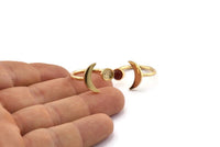 Gold Ring Settings, Gold Plated Brass Moon And Planet Ring With 1 Stone Setting - Pad Size 5mm N0821 Q0348