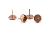 Rose Gold Earring Post, 12 Iron Earring Posts With Rose Gold Plated Brass 10mm Pad, Ear Studs Bs-1270