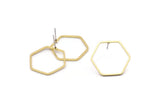 Brass Hexagon Earring, 10 Raw Brass Hexagon Stud Earrings (22x1mm) Bs 1226 A2297