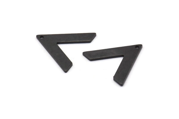 Black V Shape, 12 Oxidized Black Brass V Shaped Charms With 1 Hole (22x18x1mm) M01244 H1260