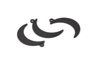 Black Moon Charm, 12 Oxidized Black Brass Crescent Moon Charms With 1 Loop (25x5x0.80mm) M01189