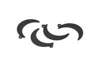 Black Moon Charm, 12 Oxidized Black Brass Crescent Moon Charms With 1 Loop (25x5x0.80mm) M01189