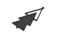 Black Triangle Charm, 4 Oxidized Black Brass Triangle Charms With 2 Loops (51x21x1mm) M01115 H1258