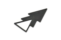 Black Triangle Charm, 4 Oxidized Black Brass Triangle Charms With 1 Hole (47x21x1mm) M01107