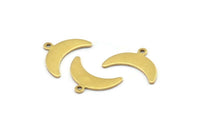 Brass Moon Charm, 24 Raw Brass Crescent Moon Charms With 1 Loop (9x20x0.80mm) A2101