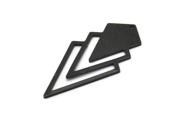 Black Triangle Charm, 4 Oxidized Black Brass Diamond Charms With 1 Hole (46x22x1mm) M01172 H1261