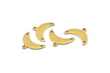 Brass Moon Charm, 24 Raw Brass Crescent Moon Charms With 1 Loop And 2 Holes (9x20x0.80mm) A2103