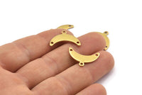 Brass Moon Charm, 24 Raw Brass Crescent Moon Charms With 1 Loop And 2 Holes (9x20x0.80mm) A2103