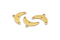 Brass Moon Charm, 24 Raw Brass Crescent Moon Charms With 1 Loop And 3 Holes (9x20x0.80mm) A2104