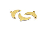 Brass Moon Charm, 24 Textured Raw Brass Crescent Moon Charms With 1 Loop And 2 Holes (9x20x0.80mm) A2110