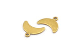 Brass Moon Charm, 24 Raw Brass Crescent Moon Charms With 1 Loop (9x15x0.80mm) A2105