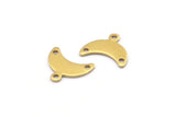 Brass Moon Charm, 24 Raw Brass Crescent Moon Charms With 1 Loop And 2 Holes (9x15x0.80mm) A2107