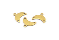 Brass Moon Charm, 24 Raw Brass Crescent Moon Charms With 1 Loop And 2 Holes (9x15x0.80mm) A2107