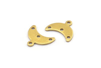 Brass Moon Charm, 24 Raw Brass Crescent Moon Charms With 1 Loop And 3 Holes (9x15x0.80mm) A2108