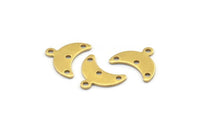 Brass Moon Charm, 24 Raw Brass Crescent Moon Charms With 1 Loop And 3 Holes (9x15x0.80mm) A2108