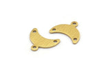 Brass Moon Charm, 24 Textured Raw Brass Crescent Moon Charms With 1 Loop And 2 Holes (9x15x0.80mm) A2109