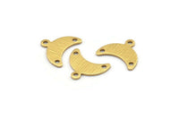 Brass Moon Charm, 24 Textured Raw Brass Crescent Moon Charms With 1 Loop And 2 Holes (9x15x0.80mm) A2109