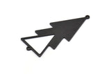 Black Triangle Charm, 4 Oxidized Black Brass Triangle Charms With 2 Loops (51x21x1mm) M01116 H1663