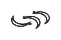 Black Moon Charm, 12 Oxidized Black Brass Crescent Moon Charms With 1 Loop (25x5x0.80mm) M01188 H1667