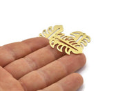 Brass Leaf Charm, 8 Raw Brass Leaf Charms With 1 Hole, Leaf Charm Earrings (30x20x0.80mm) M01700