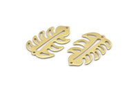 Brass Leaf Charm, 8 Raw Brass Leaf Charms With 2 Holes, Leaf Charm Earrings (30x20x0.80mm) M01695