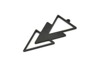 Black Triangle Charm, 4 Oxidized Black Brass Triangle Charms With 1 Loop (49x21x1mm) M01112 H1250