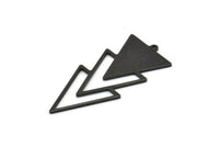 Black Triangle Charm, 4 Oxidized Black Brass Triangle Charms With 1 Loop (49x21x1mm) M01120 H1283